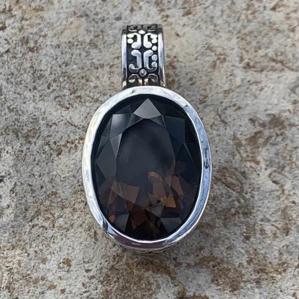 Sadye L. Vassil (SLV) Pendant Sterling Silver and Large Oval Smoky Topaz